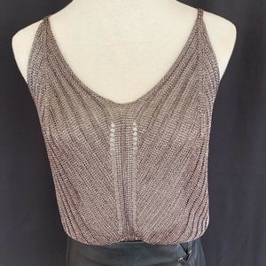 Wild Honey Metallurgy Mesh Crochet Tank Crop CA